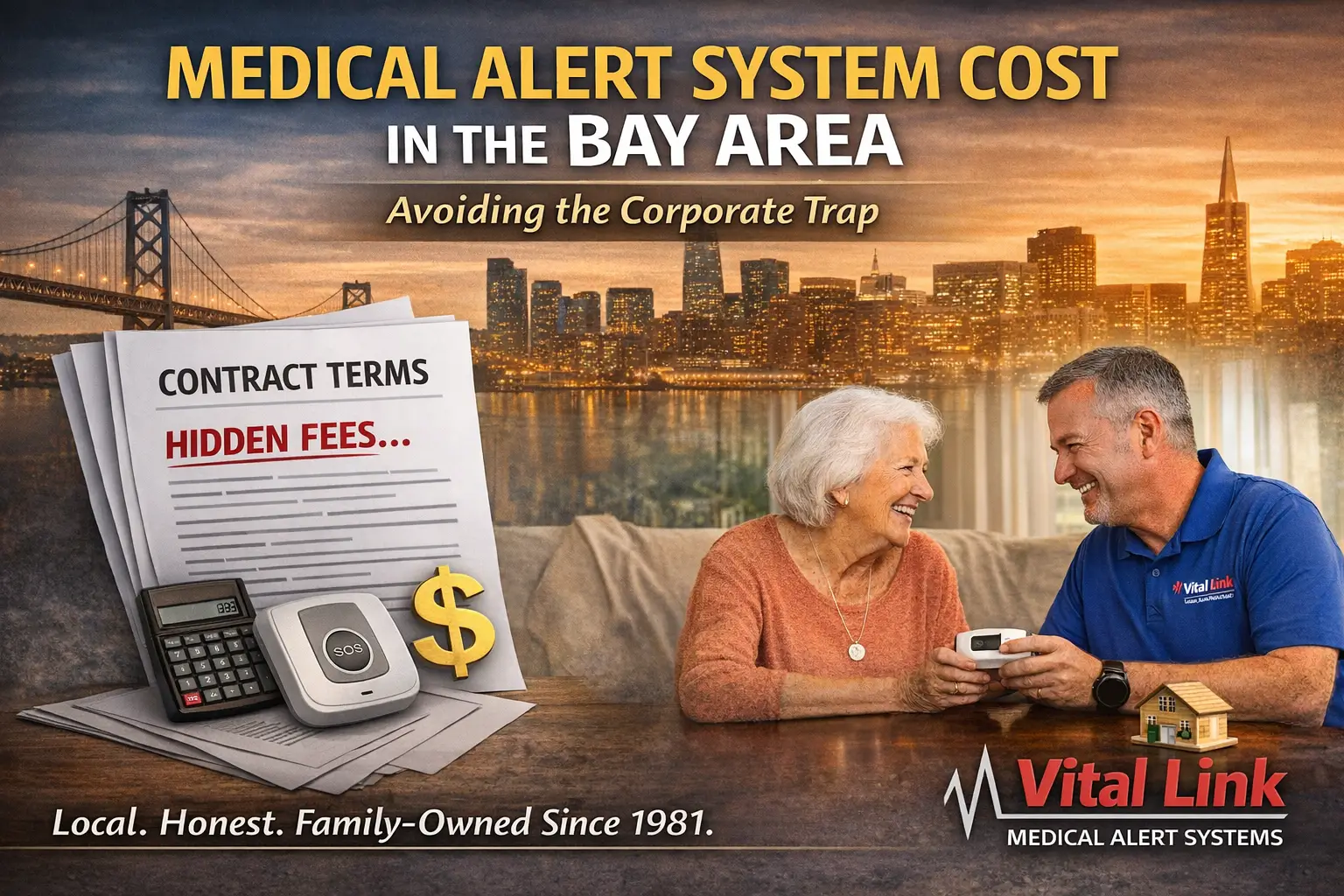 medical alert system cost in the Bay Area comparison graphic