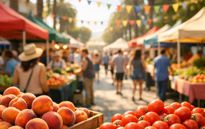 Mobile medical alert system Bay Area seniors wear to a sunny farmers market